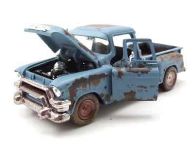 GMC Blue Chip Pick Up 1955 blau verwittert Modellauto 1:24 Motormax