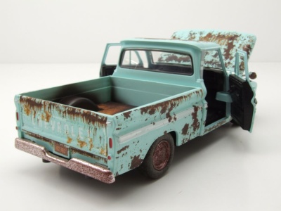 Chevrolet C-10 Fleetside Pick Up 1966 türkis verwittert Modellauto 1:24 Motormax