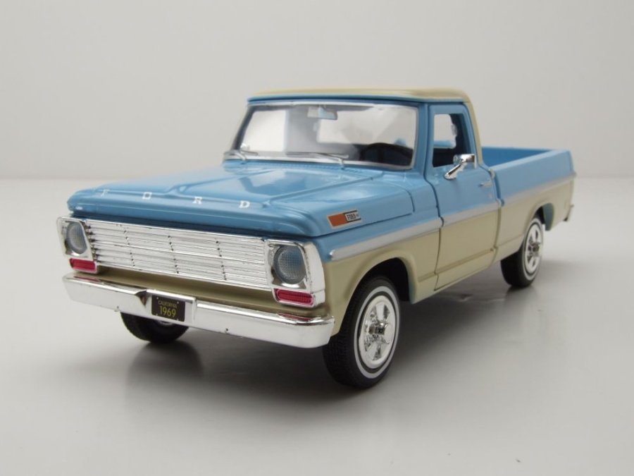 Ford F-100 Pick Up 1969 hellblau beige Modellauto 1:24 Motormax