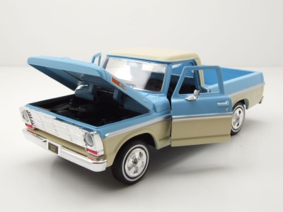 Ford F-100 Pick Up 1969 hellblau beige Modellauto 1:24 Motormax