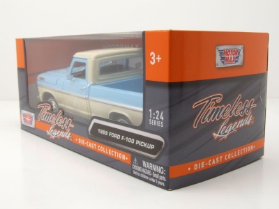 Ford F-100 Pick Up 1969 hellblau beige Modellauto 1:24 Motormax