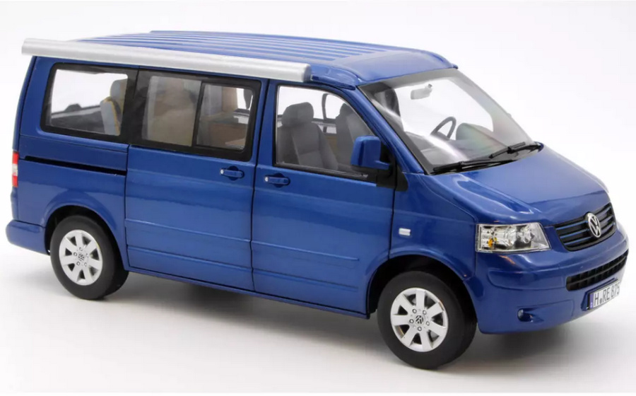 VW T4 Bus California 2003 blau metallic Modellauto 1:18 Norev