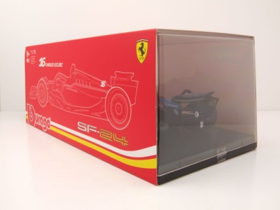 Ferrari SF-24 #16 Formel 1 Miami 2024 rot Leclerc mit Vitrine Modellauto 1:18 Bburago