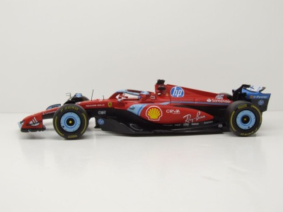 Ferrari SF-24 #16 Formel 1 Miami 2024 rot Leclerc mit Vitrine Modellauto 1:18 Bburago