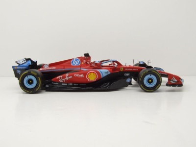 Ferrari SF-24 #16 Formel 1 Miami 2024 rot Leclerc mit Vitrine Modellauto 1:18 Bburago