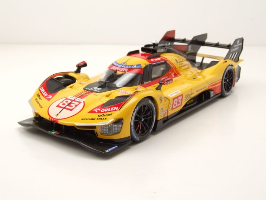 Ferrari 499P #83 Le Mans 2024 gelb Kubica Schwarzman Ye Modellauto 1:24 Bburago