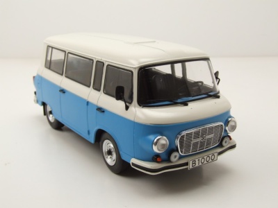 Barkas B 1000 Bus 1970 hellblau weiß Modellauto 1:24 Whitebox