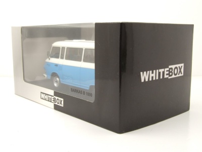 Barkas B 1000 Bus 1970 hellblau weiß Modellauto 1:24 Whitebox