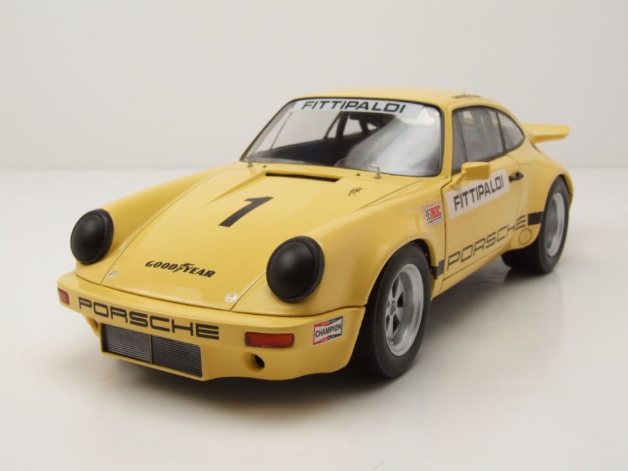 Porsche 911 #1 IROC 1974 gelb Fittipaldi Modellauto 1:18 Solido