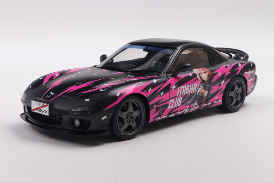 Mazda RX7 FD3RS Solido Works Itasha Club 1999 schwarz pink Modellauto 1:18 Solido