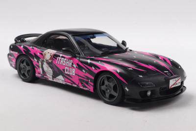 Mazda RX7 FD3RS Solido Works Itasha Club 1999 schwarz pink Modellauto 1:18 Solido