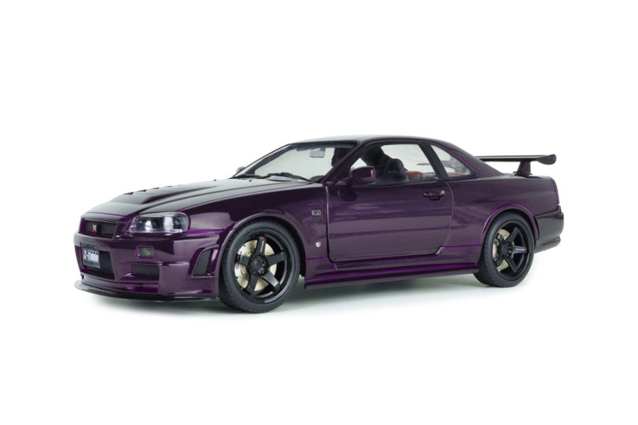 Nissan Skyline R34 GT-R Z Tune 1999 lila Modellauto 1:18 Solido