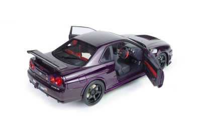 Nissan Skyline R34 GT-R Z Tune 1999 lila Modellauto 1:18 Solido