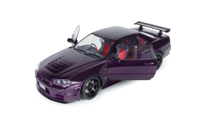 Nissan Skyline R34 GT-R Z Tune 1999 lila Modellauto 1:18 Solido