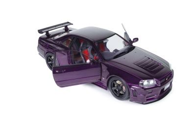 Nissan Skyline R34 GT-R Z Tune 1999 lila Modellauto 1:18 Solido