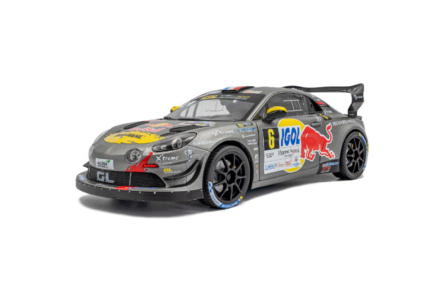 Alpine A110 RGT+ #6 Rallye Mont Blanc 2024 grau Loeb Godey Modellauto 1:18 Solido