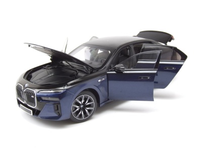 BMW i7 M70 (G70) 2024 blau schwarz metallic Modellauto 1:18 Minichamps