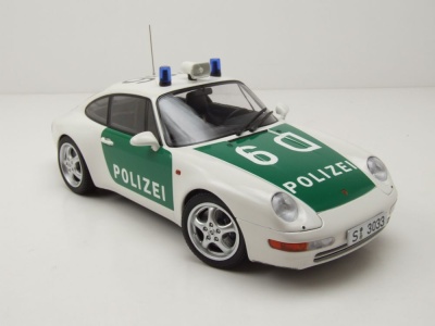 Porsche 911 (993) Polizei 1993 grün weiß Modellauto 1:18 Minichamps