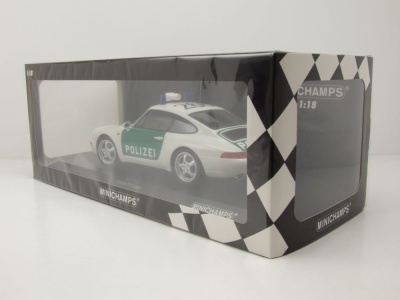 Porsche 911 (993) Polizei 1993 grün weiß Modellauto 1:18 Minichamps