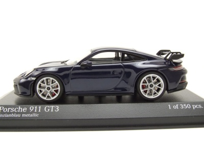Porsche 911 (992) GT3 2021 blau metallic Modellauto 1:43 Minichamps