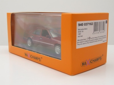 Mercedes 500E V8 W124 1991 rot metallic Modellauto 1:43 Maxichamps