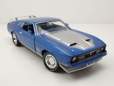 Ford Mustang Mach 1 MCACN 1971 blau Modellauto 1:18 Auto World