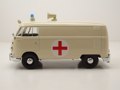 VW T1 Bus Kasten Rotes Kreuz Ambulanz creme Modellauto 1:24 Motormax