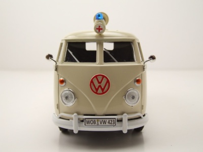 VW T1 Bus Kasten Rotes Kreuz Ambulanz creme Modellauto 1:24 Motormax