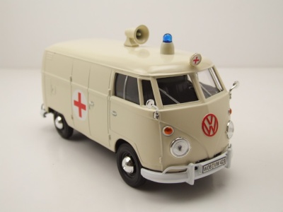 VW T1 Bus Kasten Rotes Kreuz Ambulanz creme Modellauto 1:24 Motormax