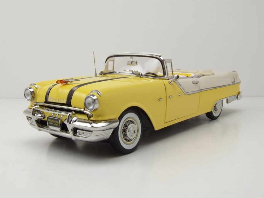 Pontiac Star Chief Open Convertible 1955 weiß gelb Modellauto 1:18 Sun Star