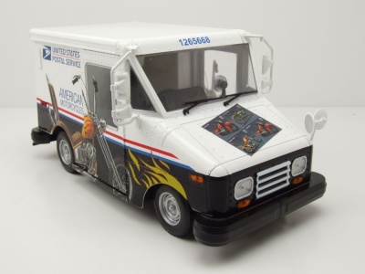 Grumman LLV USPS Postal Service American Motorcycles weiß schwarz Modellauto 1:18 Greenlight Collectibles