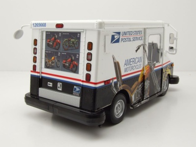Grumman LLV USPS Postal Service American Motorcycles weiß schwarz Modellauto 1:18 Greenlight Collectibles
