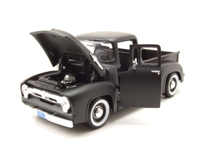 Ford F-100 Pick Up 1956 matt schwarz mit Weißwandreifen Modellauto 1:24 Motormax