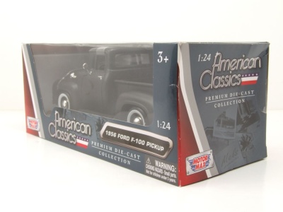 Ford F-100 Pick Up 1956 matt schwarz mit Weißwandreifen Modellauto 1:24 Motormax