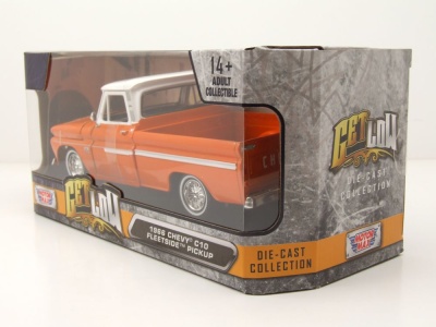 Chevrolet C10 Fleetside Pick Up 1966 orange weiß Modellauto 1:24 Motormax