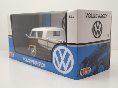 VW T1 Pritsche mit Surfbrett creme braun Modellauto 1:24 Motormax