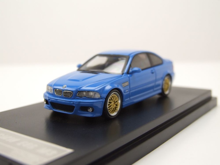 BMW E46 blau mit BBS Felgen Modellauto 1:64 Stance Hunter