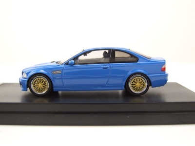 BMW E46 blau mit BBS Felgen Modellauto 1:64 Stance Hunter