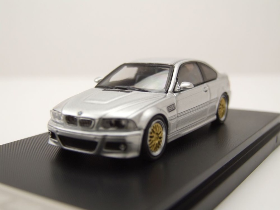 BMW E46 silber mit BBS Felgen Modellauto 1:64 Stance Hunter
