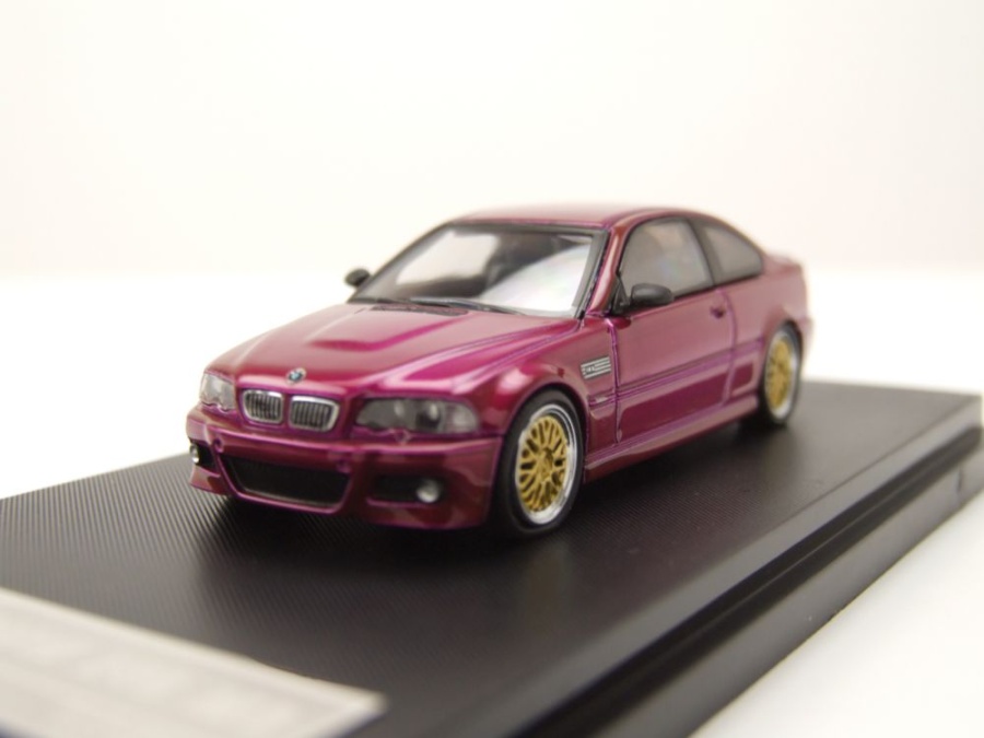 BMW E46 lila mit BBS Felgen Modellauto 1:64 Stance Hunter