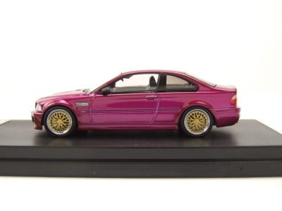 BMW E46 lila mit BBS Felgen Modellauto 1:64 Stance Hunter