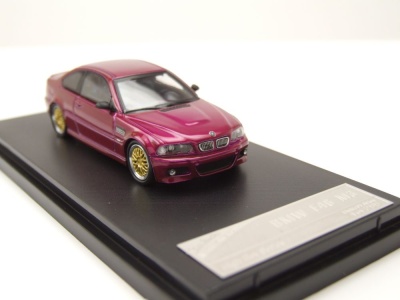 BMW E46 lila mit BBS Felgen Modellauto 1:64 Stance Hunter