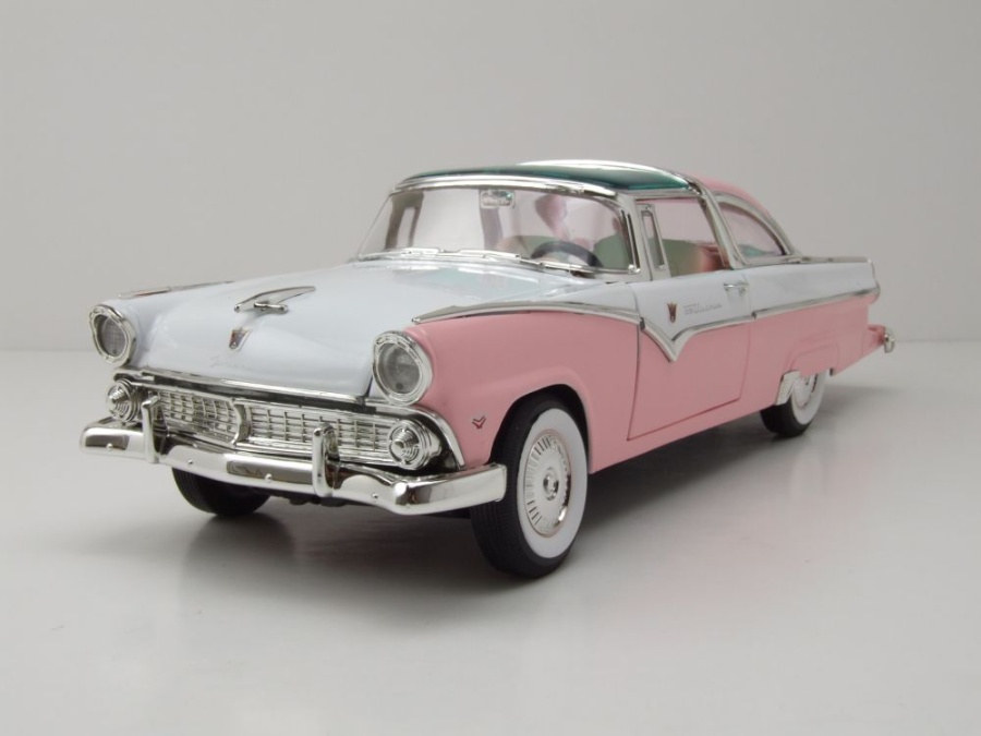 Ford Crown Victoria 1955 rosa weiß Modellauto 1:18 Lucky Die Cast