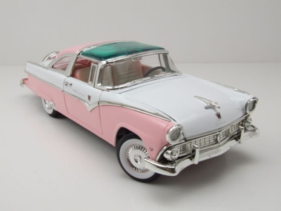 Ford Crown Victoria 1955 rosa weiß Modellauto 1:18 Lucky Die Cast