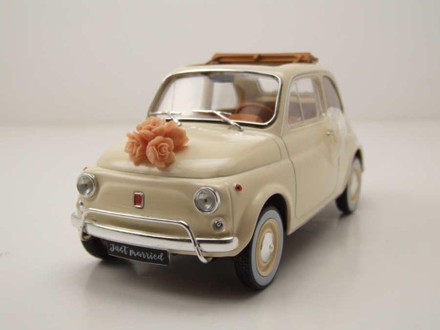 Fiat 500 L 1968 creme Hochzeitsgeschenk Modellauto 1:18 Norev