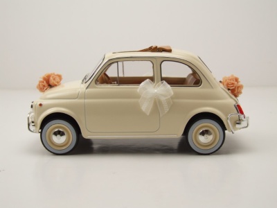 Fiat 500 L 1968 creme Hochzeitsgeschenk Modellauto 1:18 Norev