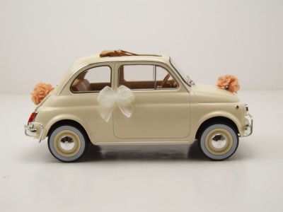 Fiat 500 L 1968 creme Hochzeitsgeschenk Modellauto 1:18 Norev