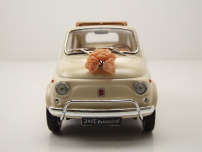 Fiat 500 L 1968 creme Hochzeitsgeschenk Modellauto 1:18 Norev