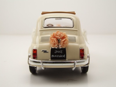 Fiat 500 L 1968 creme Hochzeitsgeschenk Modellauto 1:18 Norev