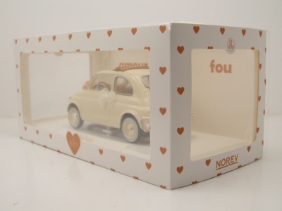 Fiat 500 L 1968 creme Hochzeitsgeschenk Modellauto 1:18 Norev